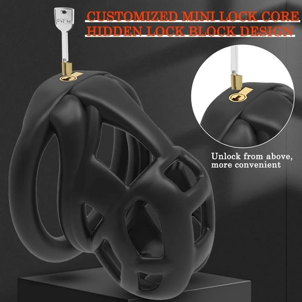 7.0 Cobra Chastity Lock Cock Cage 3D Invisible Lock with 4 Arc Ring Testicle Chastity Belt BDSM Toy Hentai Bondage Fetish SexToy penis chastity cage chastity lock sex toy