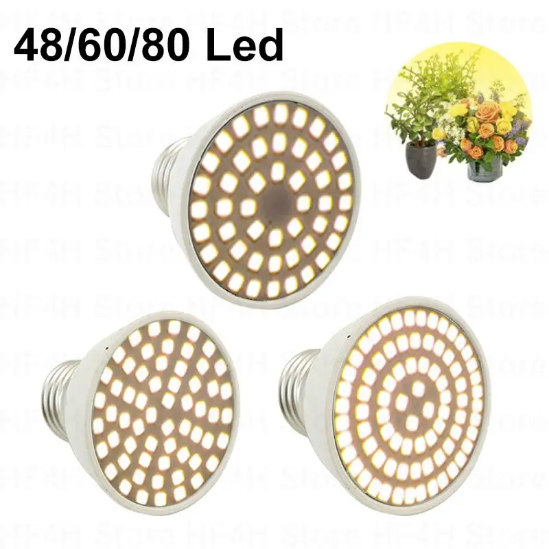 LED plant Grow light bulbs 48 60 80 indoor Full Spectrum E27 phytolamp yellow vegs cultivo growbox sunlike Flower greenhouse box Led Grow Light Grow Light
