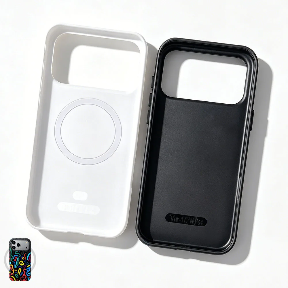 Colorful Swirl Graffiti Magnetic Phone Case with 2-in-1 Film Cover