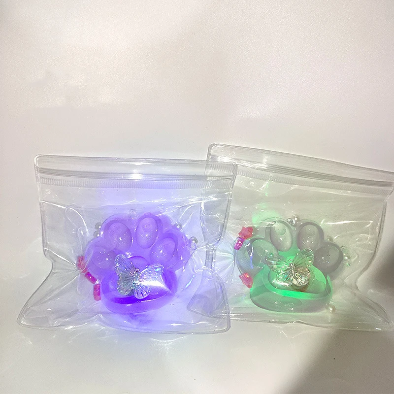Super Cute Flash Transparent Cat Paw Squeeze Slow Rebound Toy Cartoon Glowing Crystal Cat Paw Soft Sticky Stress Relief Toy Gift 3