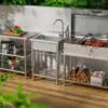 Sink Free Standing Single Bowl Kitchen Sink with Cold and Hot Water Pipe Stainless Steel Sink for Laundry Room Bathroom 5