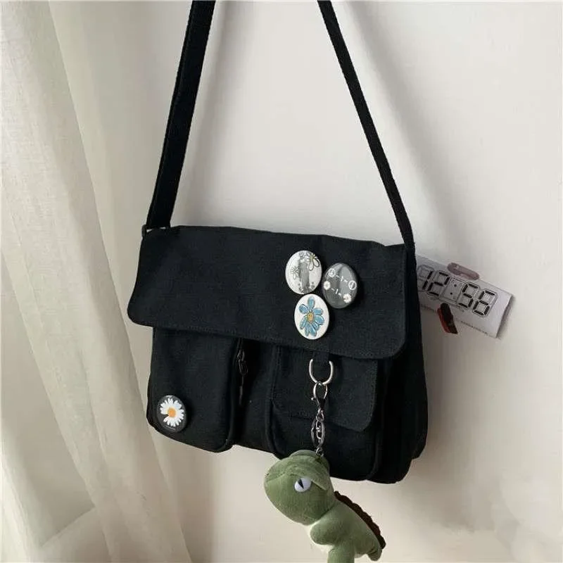 Youth Fashion Canvas Diagonal Crossbody Bag Casual Version Ladies Large Capacity Shoulder Bags Solid Color Women Messenger Bags 5