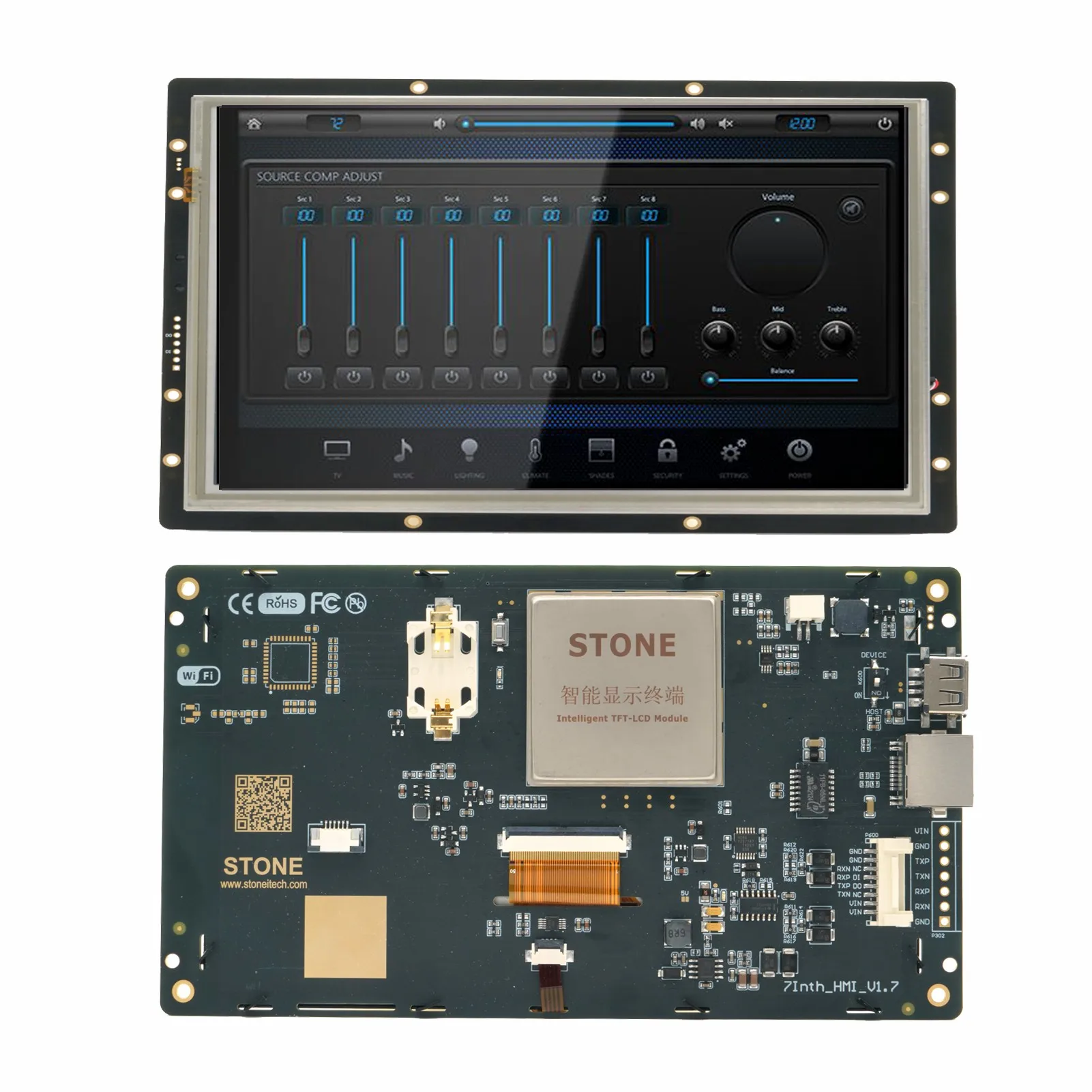 

SCBRHMI 7 Inch Full Color LCD Display HMI Resistive Touch Screen Built-In RTC With RS232 Port for Arduino