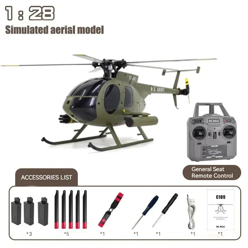 thumbnail image 1 of Helicóptero RC Tusk Md500 de doble motor sin escobillas, modelo de simulación de giroscopio de 6 ejes, modelo de juguete de simulación, modelo de preventa RC Era New 1:28 C189 Bird, 1 of 5