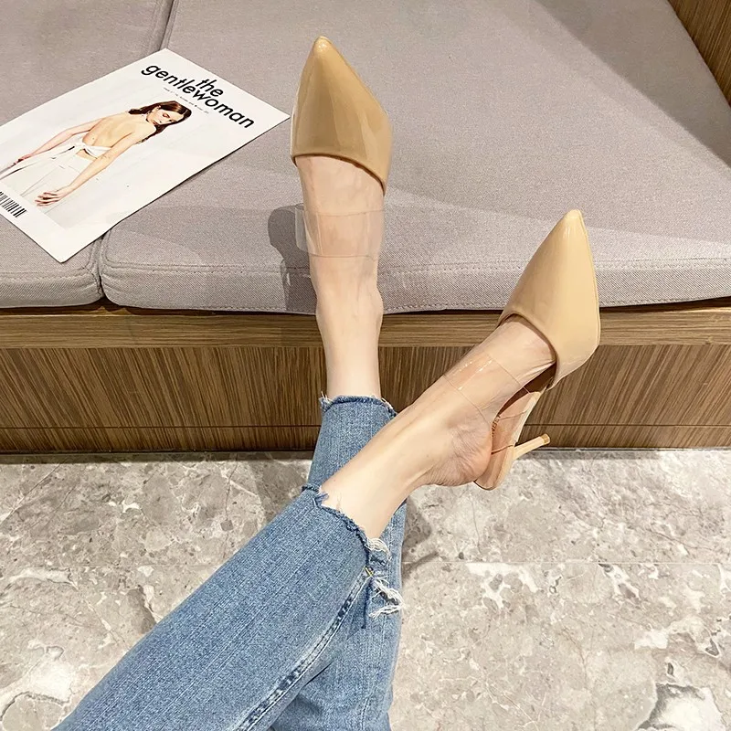 Pointed Toe High Heels Muller Slippers Women Summer Shoes Woman Fashion Metal Decoration Shallow Party Female Shoes 5