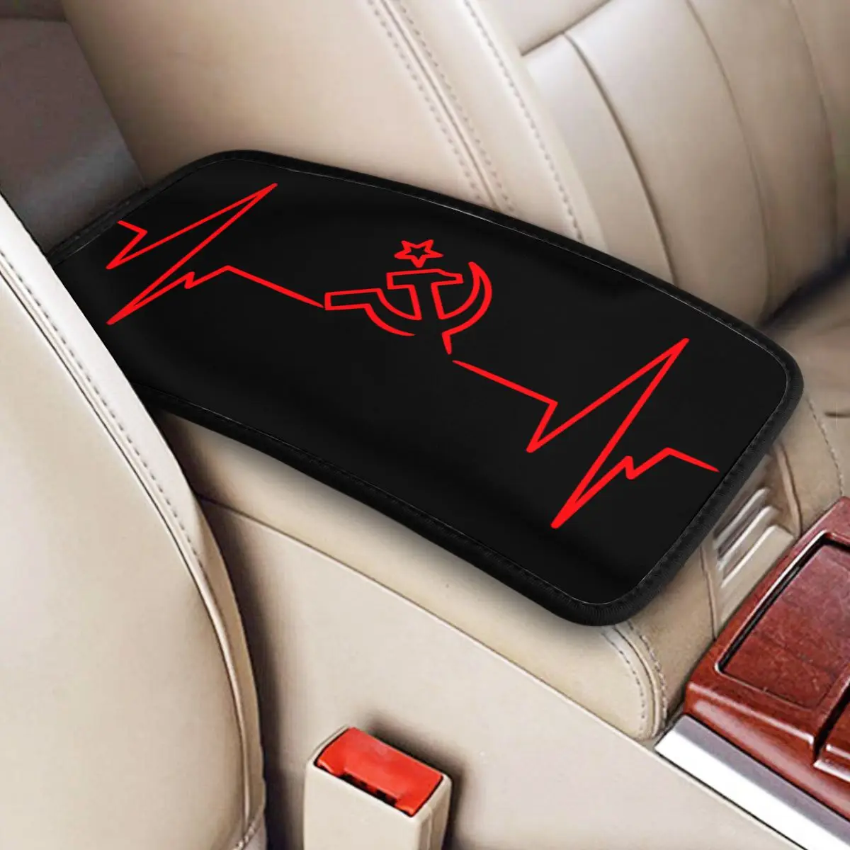 

Custom Armrest Cover for Car SUV Heartbeat Rossia Russia CCCP Center Console Box Pad
