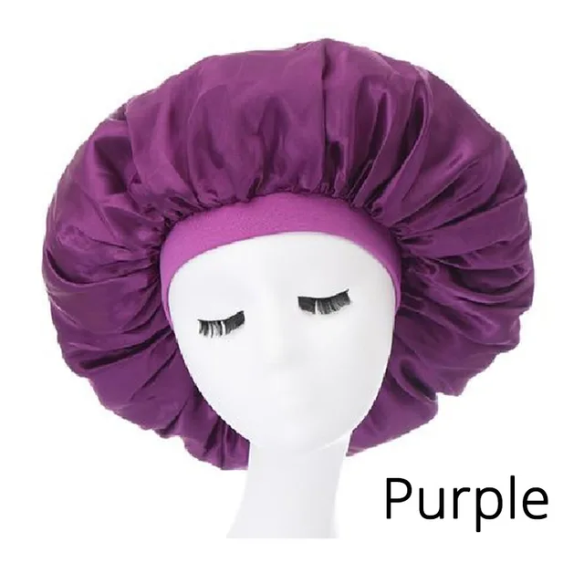 Purple Wide Edge Bonnet Plussign 1Pcs Satin Sleep Bonnet For