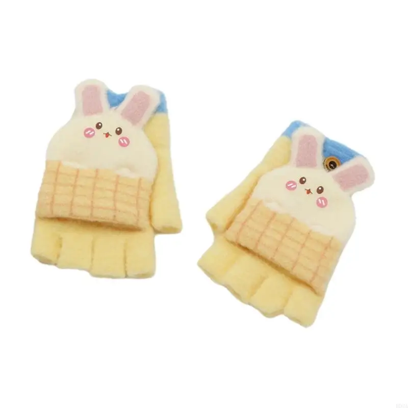 Children's Half Finger Gloves Cosy Polyester Fiber Breathable Warm Mittens for Active Boys Girls Aged 3-10T