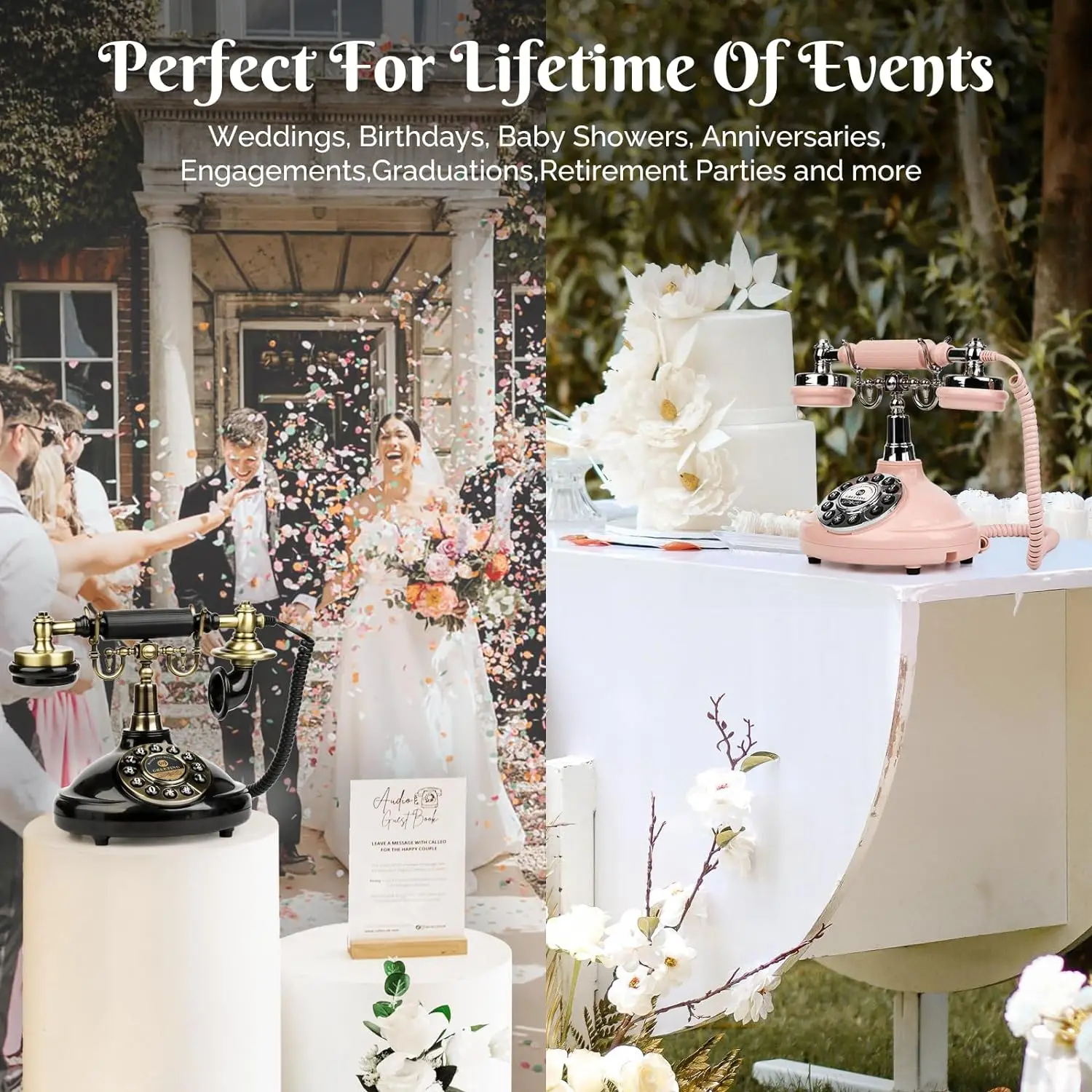 كتاب ضيوف صوتي بنمط عتيق ، هاتف زفاف ، رسالة صوتية...