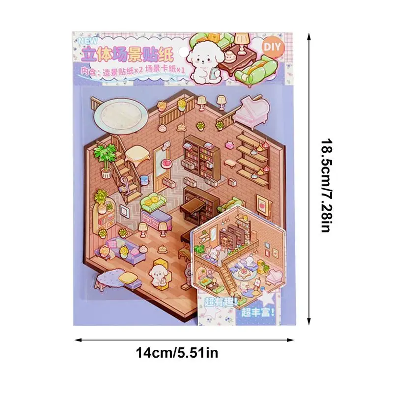 3D Landscape Stickers 3D Effect Cartoon Scene Decals Visual Stacking dimensional Stickers home decor Christmas Gift For Children