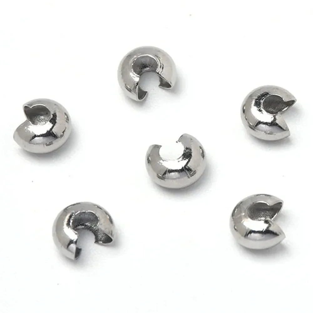 20/50 조각 스테인레스 스틸 크림 비드 커버 오픈 하프 라운드 크림 비드 매듭 커버 작은 구슬 보석 공예 만들기
