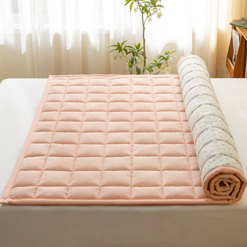 1pc Solid Pink Cotton Mattress Non-Slip Mat Hotel Thin Mattress Protective Pad Student Dormitory Bed Cotton-Padded Breathable