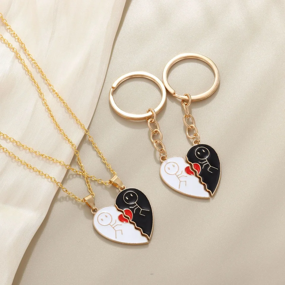 Magnetic Couples Necklace Set - Two Halves Of A Heart That Connect, Promise Necklace For Him And Her