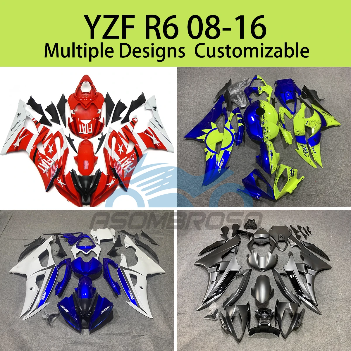 

Комплект обтекателей из АБС-пластика для мотоцикла YAMAHA YZF R6 08 09 10 11 12 13 14 15 16 YZFR6 2008-2016
