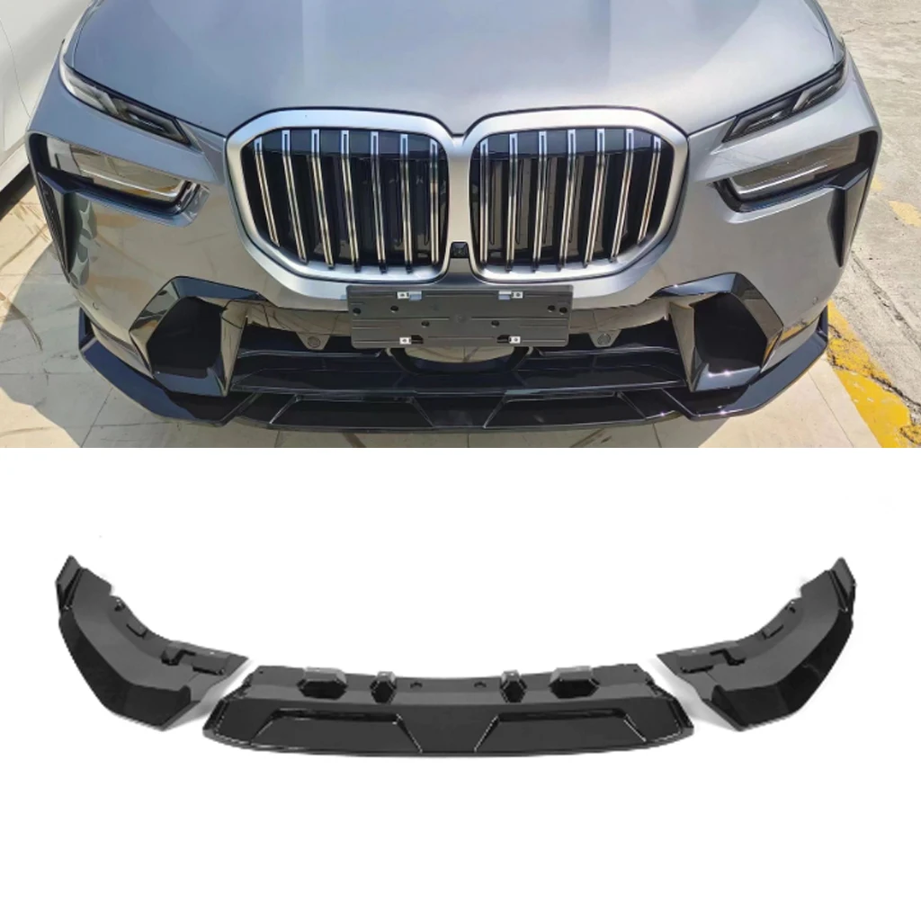 

For BMW G07 X7 LCI 2023+ Car Front Bumper Splitter Lip Spoiler Diffuser Guard Cover Body Kits Carbon Fiber Look