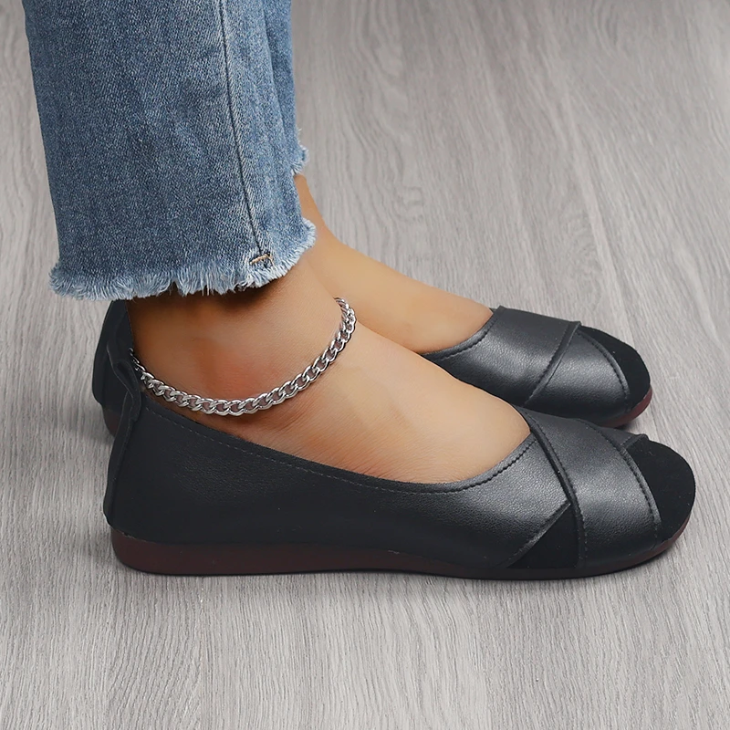 Women's Flats Shoes Loafers Casual Barefoot Moccasin Woman Slip-on Comfortable Spring Elegant Low Heels