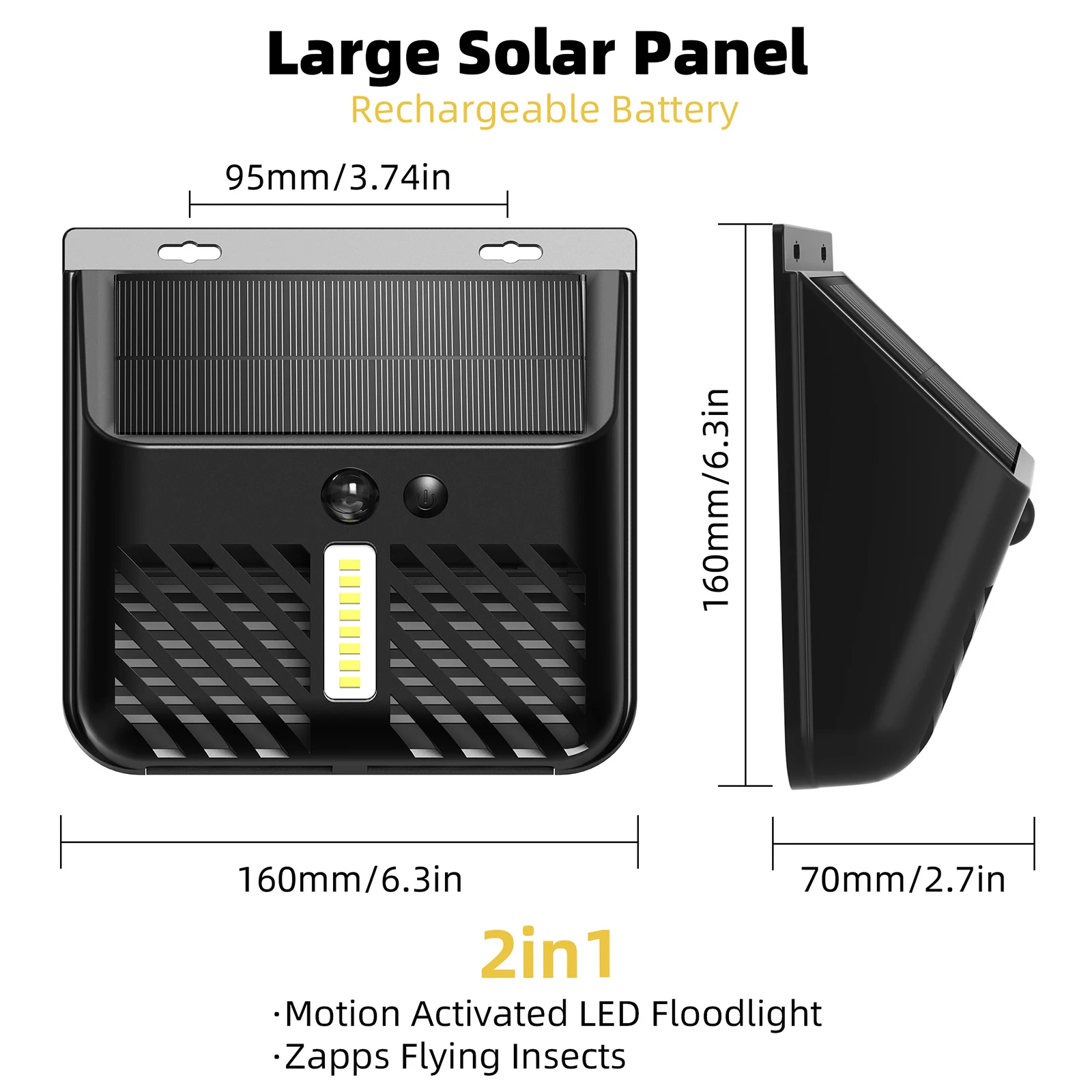 Solar mosquito killer lamp motion sensor high power UV wall light garden gallery courtyard waterproof repellent insect lighting