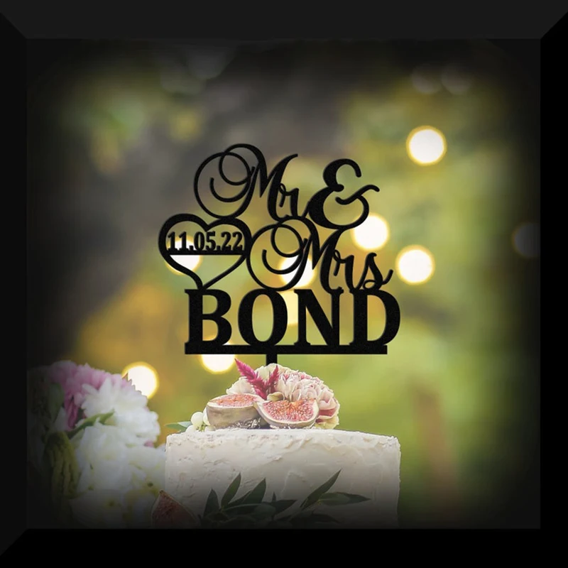 

Custom Mr & Mrs Wedding Cake Topper For Bride And Groom Personalized Rustic Cake Toppers Anniversary Cake Topper
