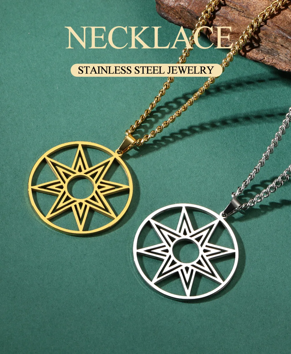 Dawapara Octagram-Halskette, Stern von Ishtar, Inanna-Göttin, Assyrian-Stern-Anhänger, Edelstahl, antike griechische Mythologie, Schmuck – Detail 1