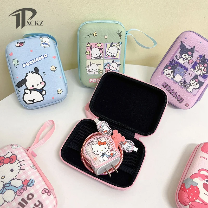 

Мультяшные милые наушники Sanrio с героями аниме, Kitty, Kuromi, похладные наушники, кабель для зарядки, монета, жесткий диск, дорожная Портативная сумка для хранения, Органайзер