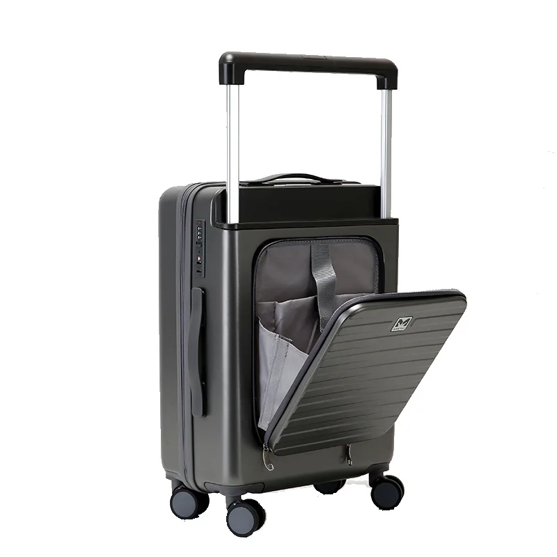 Reisekoffer mit rückseitig zu öffnendem Deckel und Rollen, modischer Trolley-Koffer für Handgepäck_voghion.com