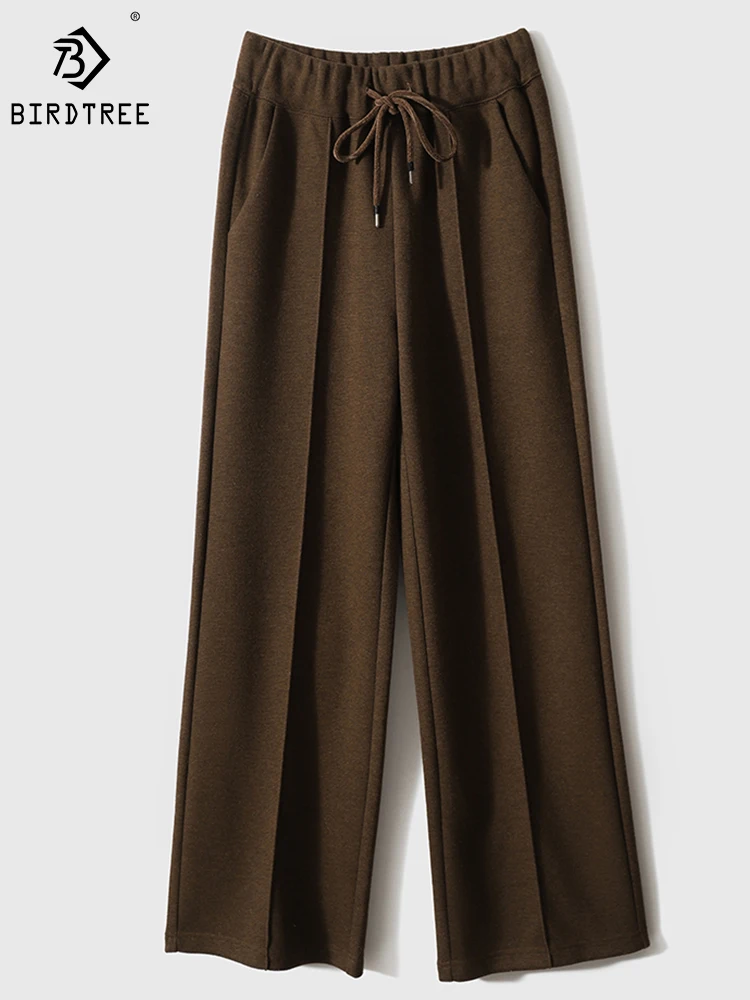 

Birdtree 13.9% Cotton Straight Pants Classic Versatility High-rise Comfortable Slim Commute Wide-leg Trousers Fall New B30499QD