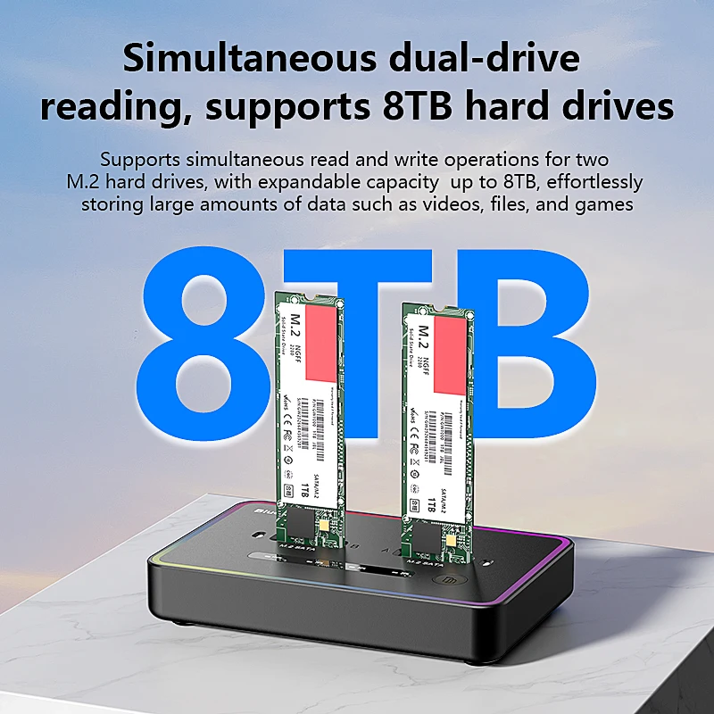 Blueendless M 2 Two Bay SSD Docking Station sata Duplicator Dual bay SSD m.2 case SATA 6 Gbps Type C USb 3.1 Hard Disk