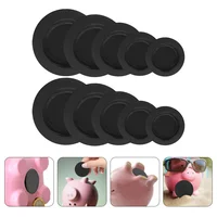 10 Pcs Round Rubber Stopper Piggy Bank Plugs Replacement Money Box Home Decor Assorted Sizes Reusable Safe Touch Black Color 1
