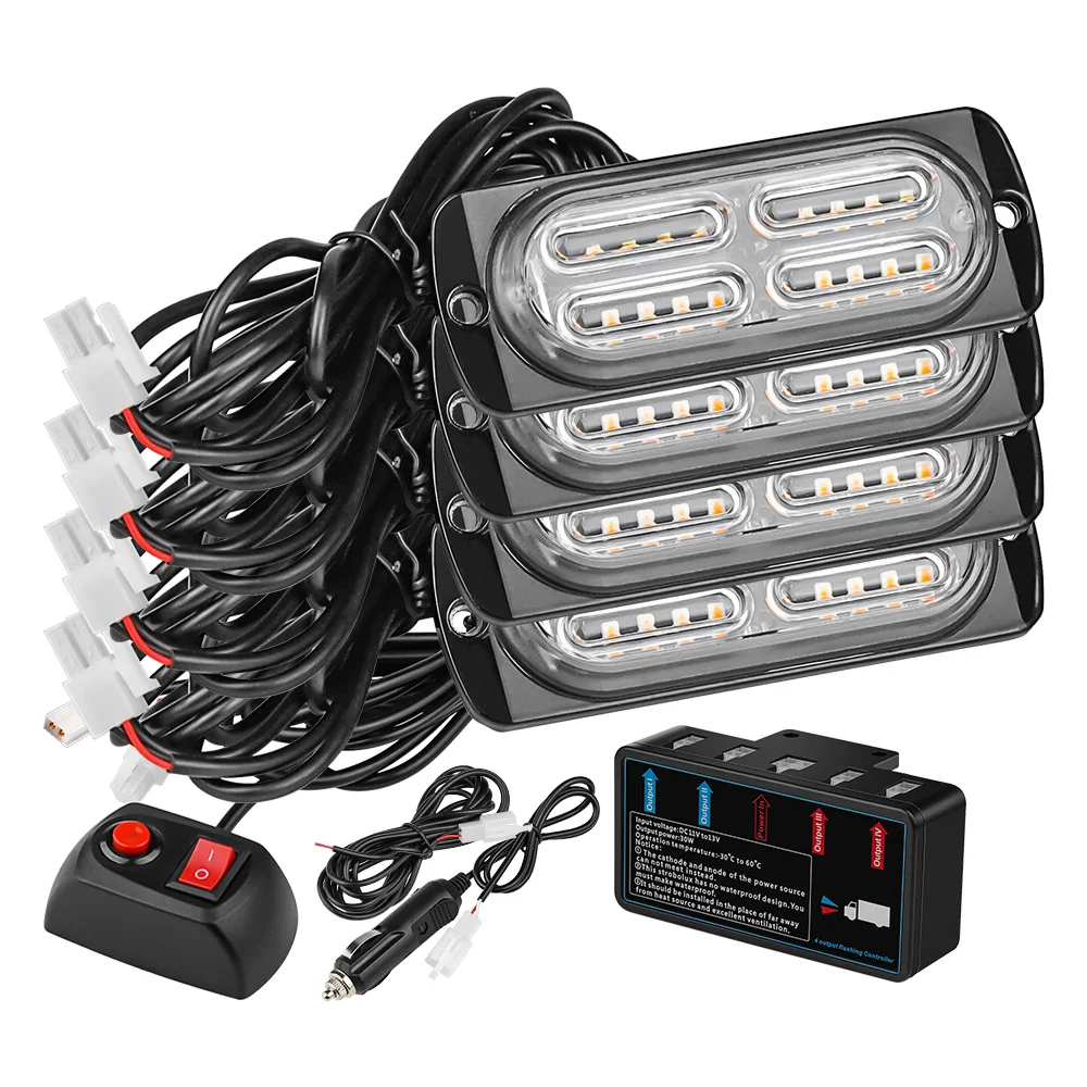 LEDCarStrobeWarningLightGrilleFlashingBreakdownEmergencyLightCarTruckTrailerBeacon