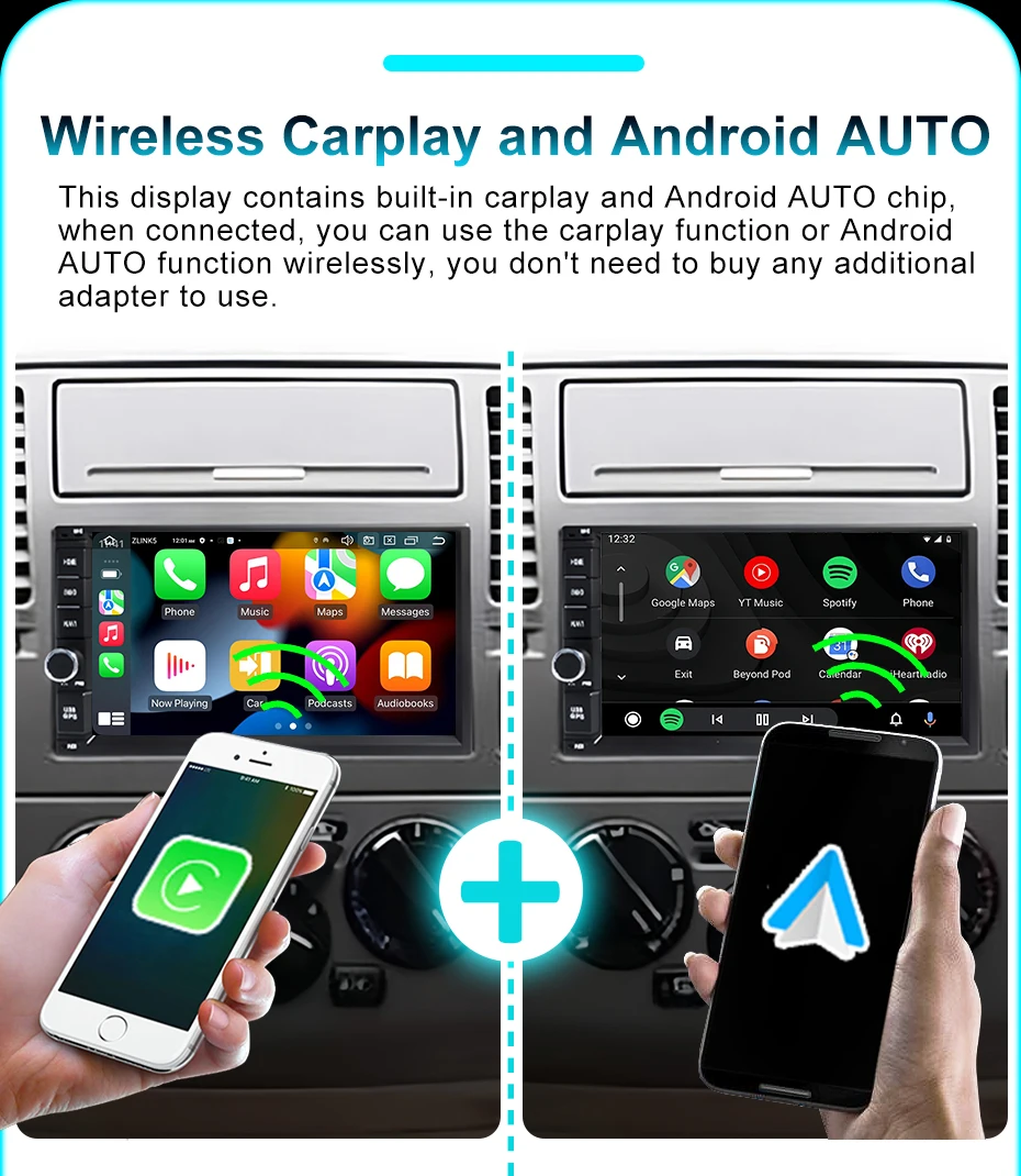 7 Zoll Autoradio 2 Din Wireless Carplay Android 14 Auto Multimedia Player Bildschirm Universal Autoradio GPS Bluetooth WIFI 4G LTE – Detail 8