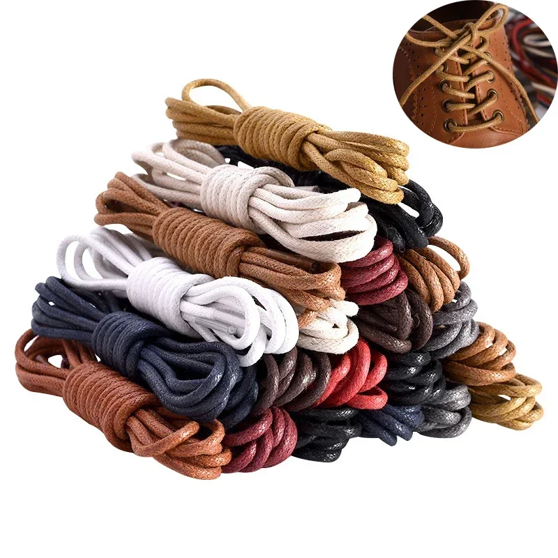 Shoe Laces Shoe Accessories 2Pair Waxed Thin Round Shoelaces Leather Shoeslace String Unisex 100cm/120cm/140cm/160cm