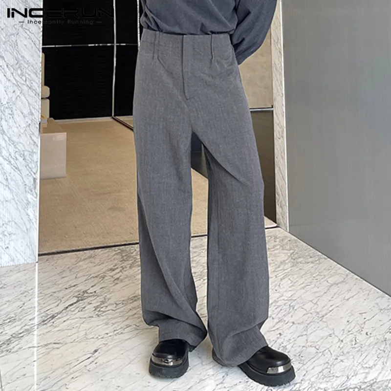 Men Irregular Pants Solid Color Joggers Streetwear Loose Pleated Straight Trousers Casual Long Pants S-5XL wide leg pants,wide leg sweatpants