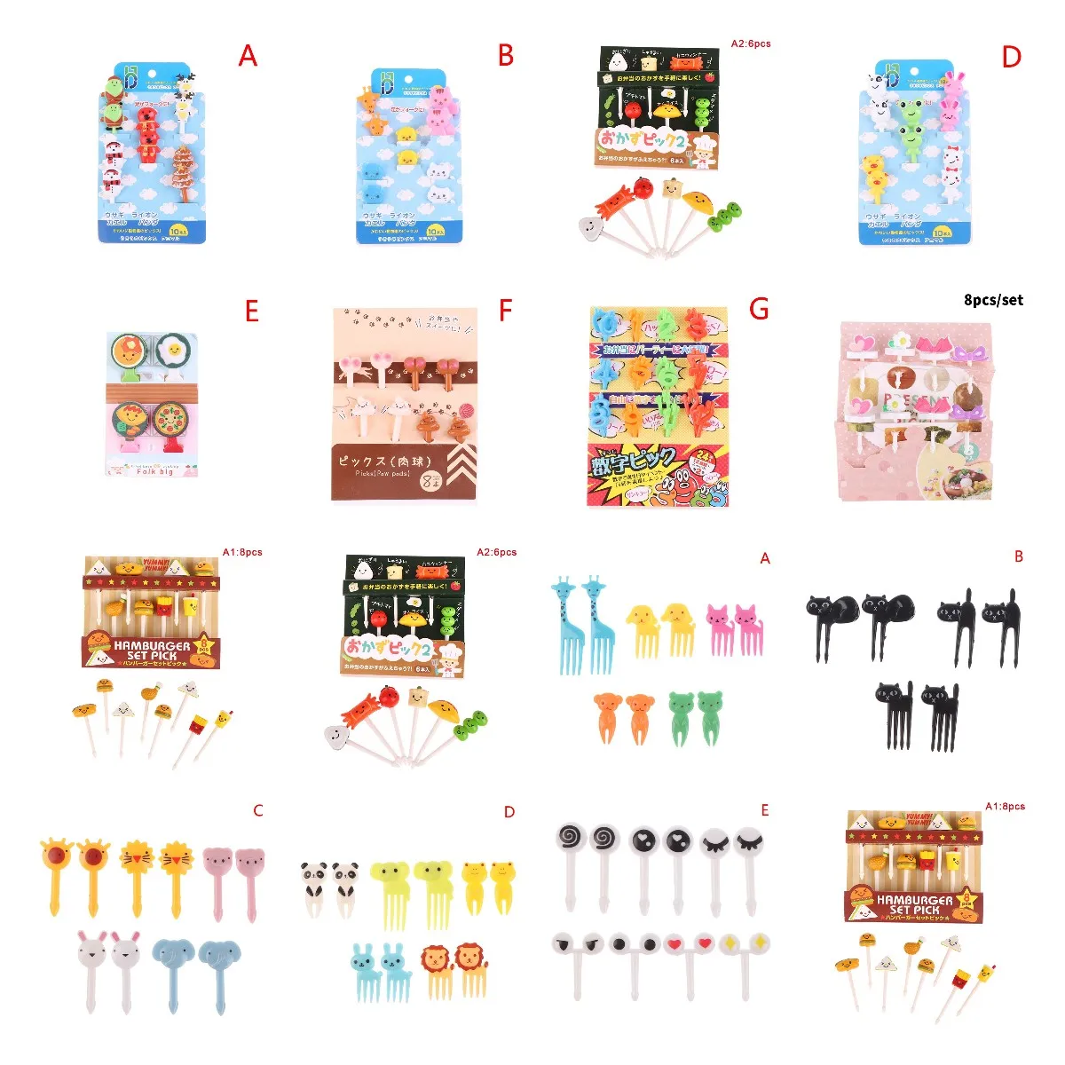 

1set New Fruit Fork Mini Cartoon Children Snack Cake Dessert Food Fruit Pick Toothpick Bento Lunches Party Decor