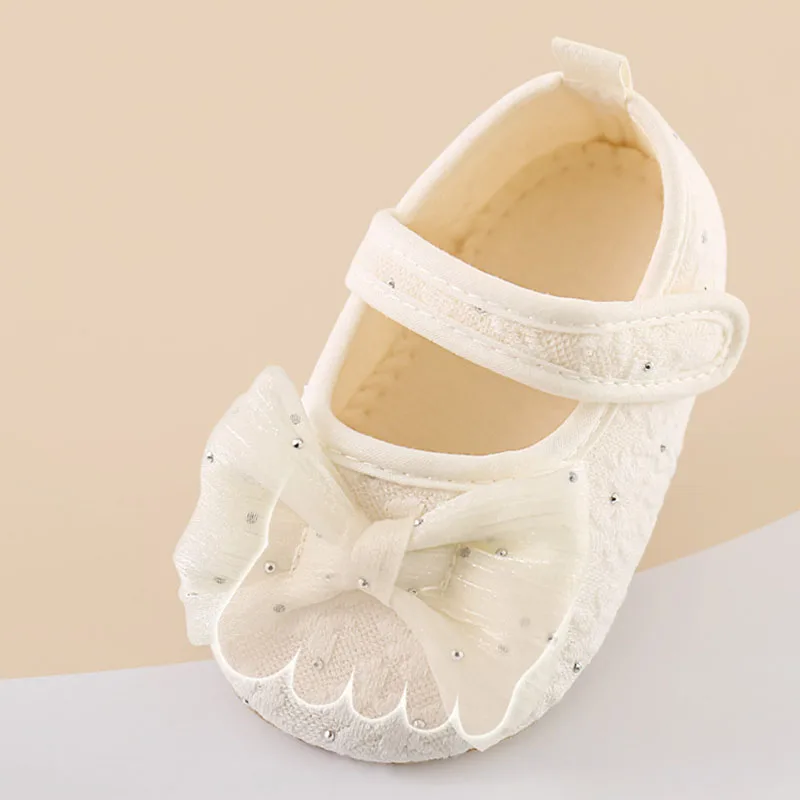 Baby Girls Lace Bow Shoes Soft Sole Walking