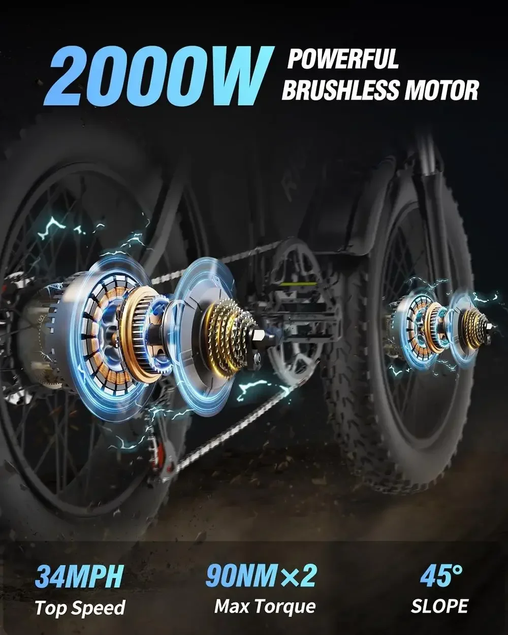 Electric Bicycle Electric Bike Ebike Ridstar Q20 Pro 2000W Dual Motor 40AH Dual Battery Top Speed 60KM/H 20*4Fat Tire Mountain