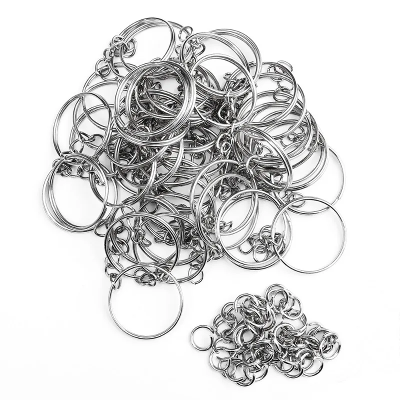 DIY Key Chains Key Ring AccessoriesSilver Plated Metal Blank Keyring Keychain Split Ring Keyfob Key Holder Rings Women Men