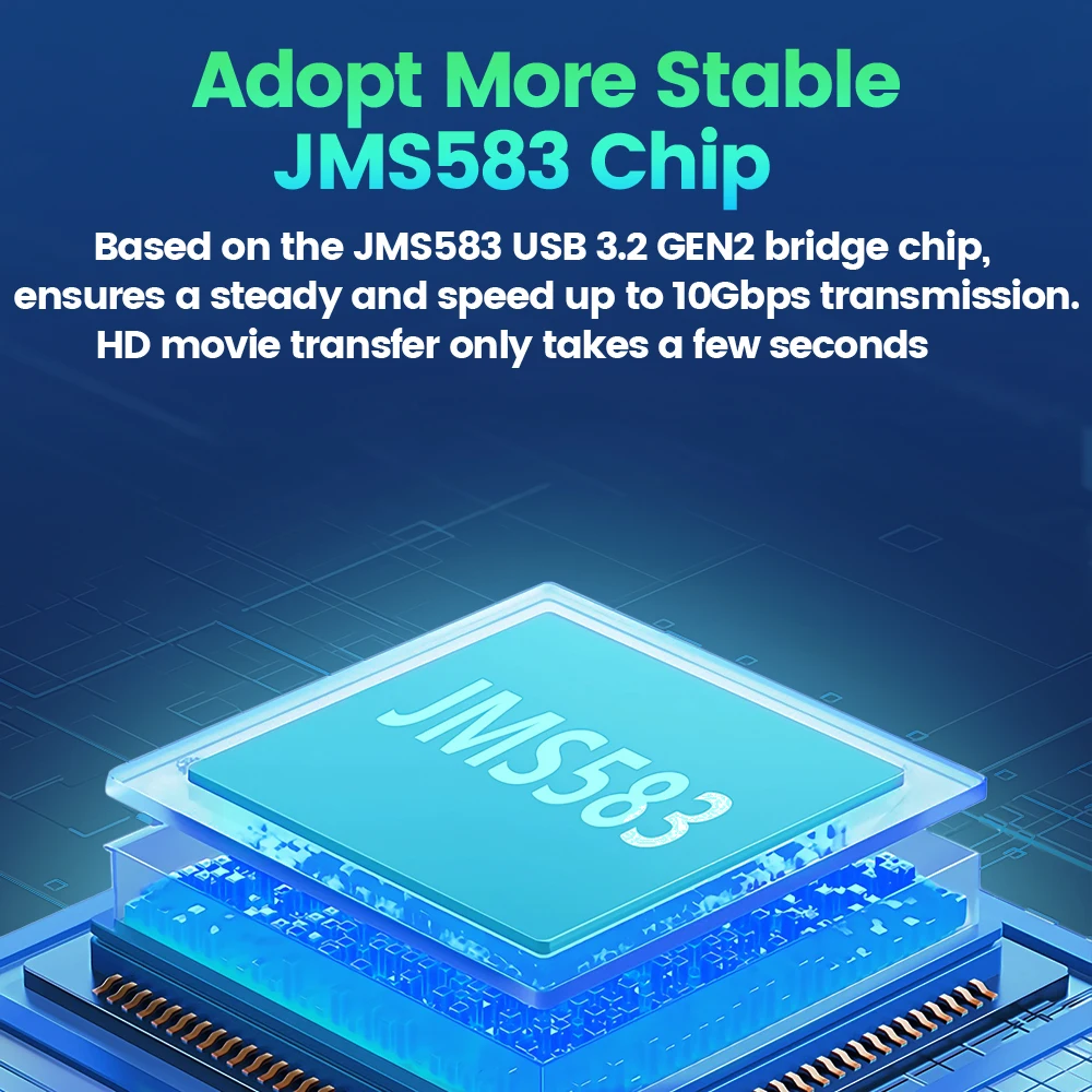 JEYI M.2 NVME SSD Ŭ USB 3.1/3.2 Gen 2 (10 Gbps)-NVME PCI-E M-Ű ָ Ʈ ̺  ̽  UASP Ʈ