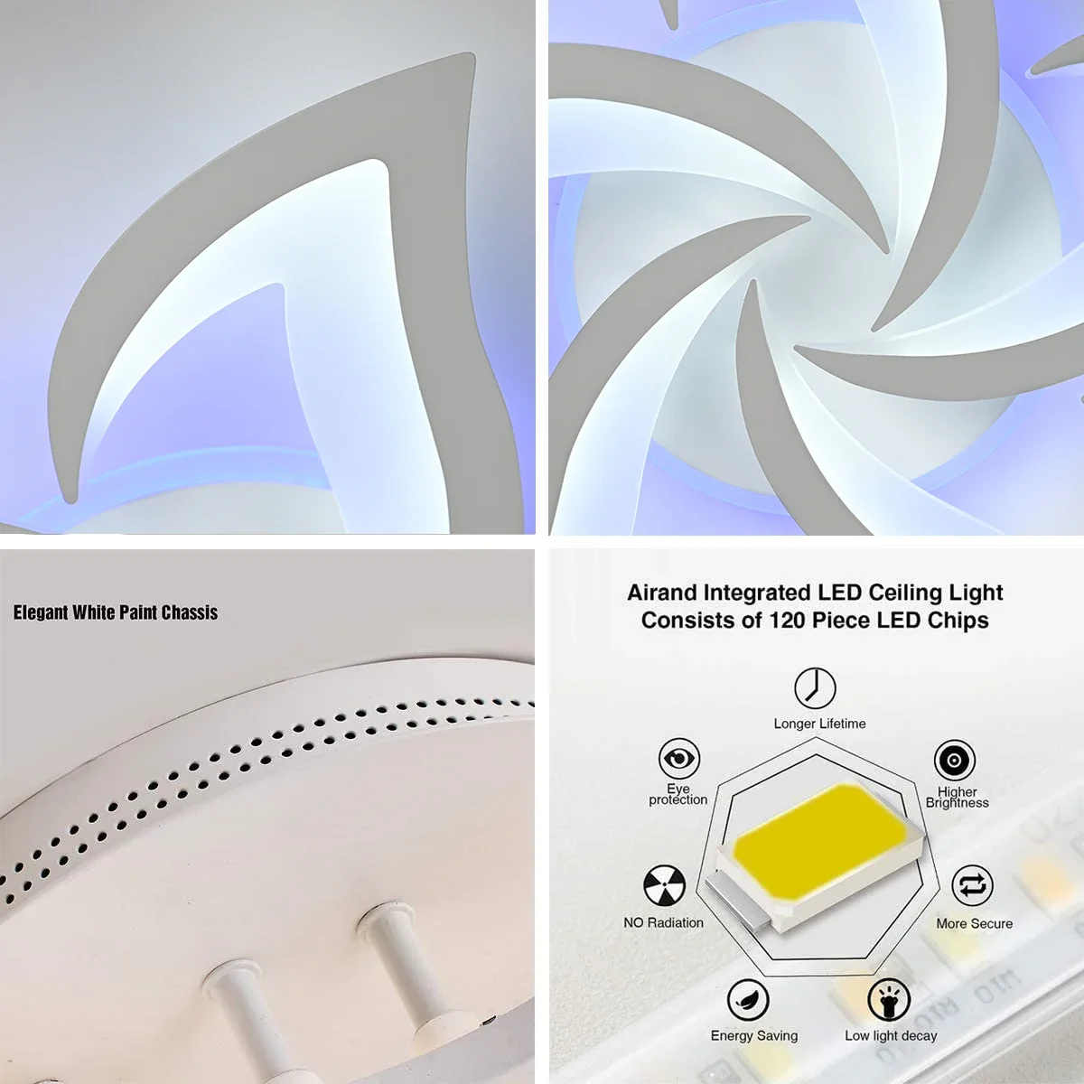 Led Ceiling Chandelier Flower Light With Separate Control Backlight Home Decor Bedroom Living Dining Room Kitchen Lamps