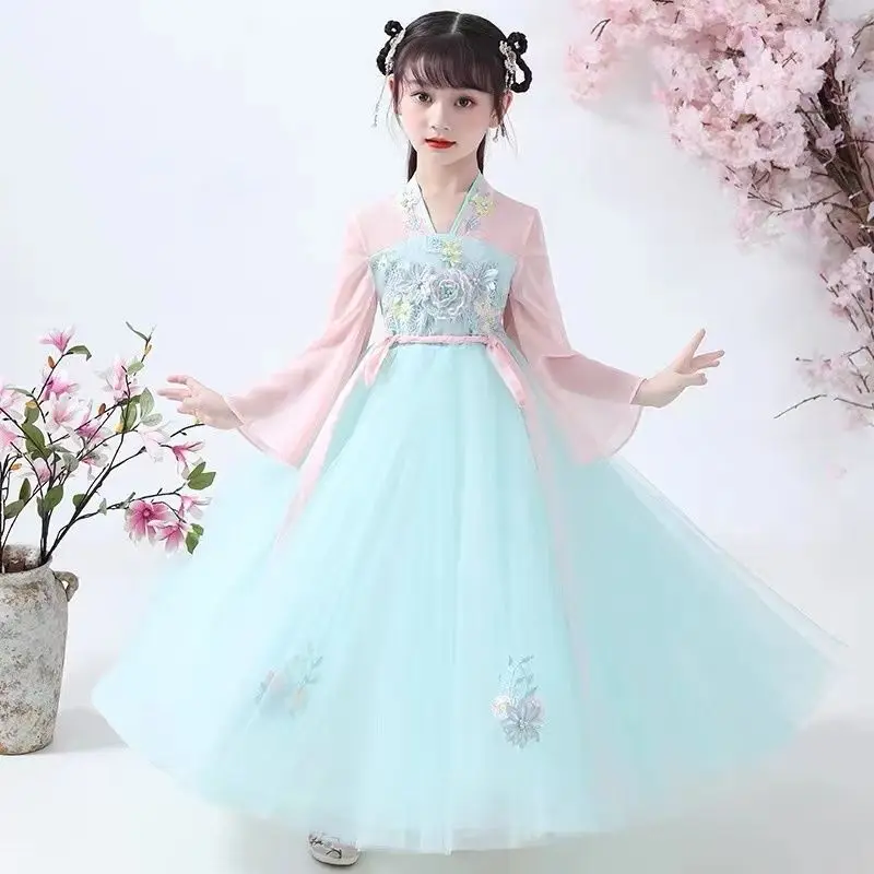 

3-10-12T New Spring and Autumn Dress Hanfu Children's Girl Super Immortal Ancient Dress Tang Dress Summer Children's Performance
