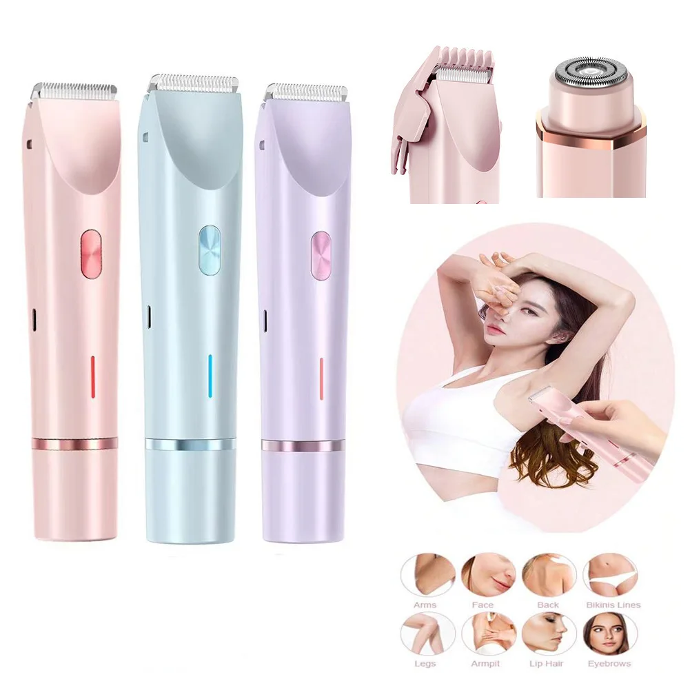 Electric Shaver 1PC Dual Head Hair Trimmer Women Rechargeable Wet Dry Painless Shaer Machine Hair Remoer For Body Private Areas