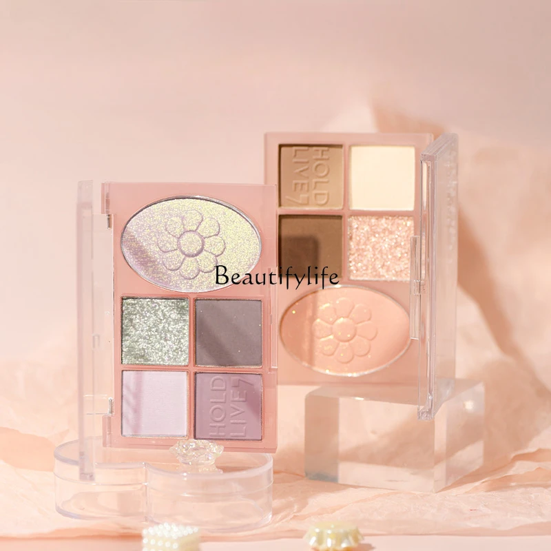 

Five-Color Eye Shadow Plate Gradient Matte Beads Earth Color Blush Highlight Integrated Novice