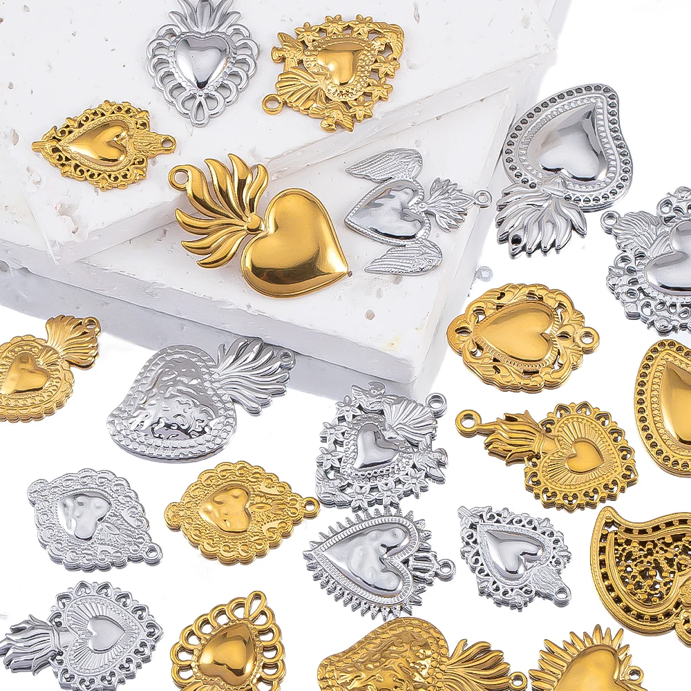 Lot De 30 Pendentifs Cœurs Vierges En Acier Inoxydable - 18x19,5mm - Pour Création De Bijoux