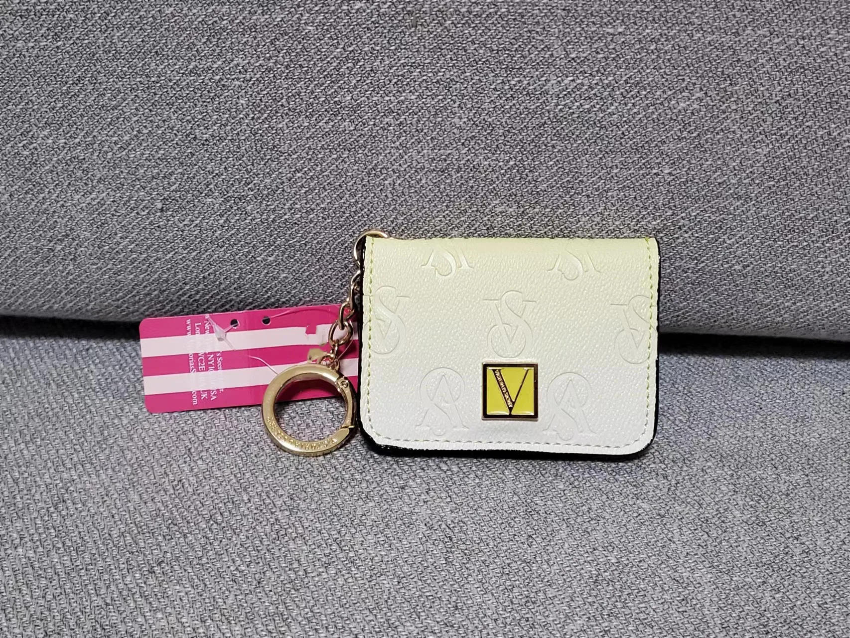 Pink Signature Card Holder Case Keychain Wallet New Coin Purse