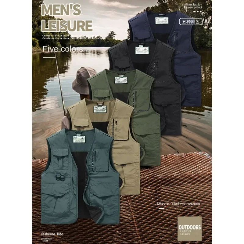 Hiking Camping Denim Vest Hunting Large Free Size Windbreaker Men's Coats Clothing Original Shipping High Quality Waterproof MAN
