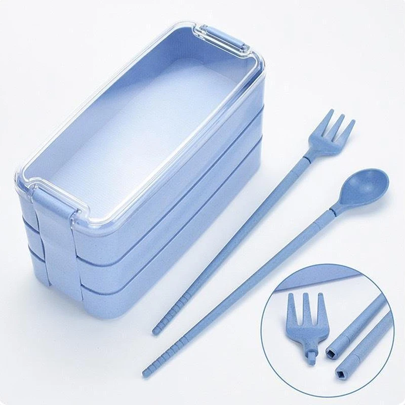Lunch Box Japanese Straw Three Layer Portable Bento Lunch Box
