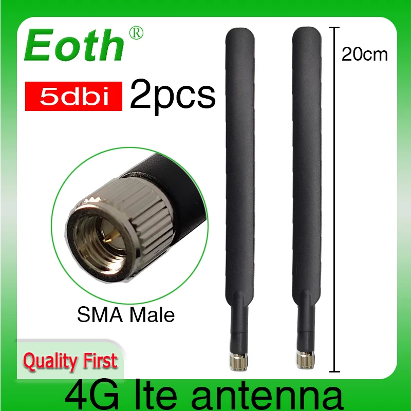 Eoth 2Pcs 4G Lte Antenna 5Dbi Sma Connettore Maschio Spina Antenne Router Ripetitore Esterno Modem Wireless Antene