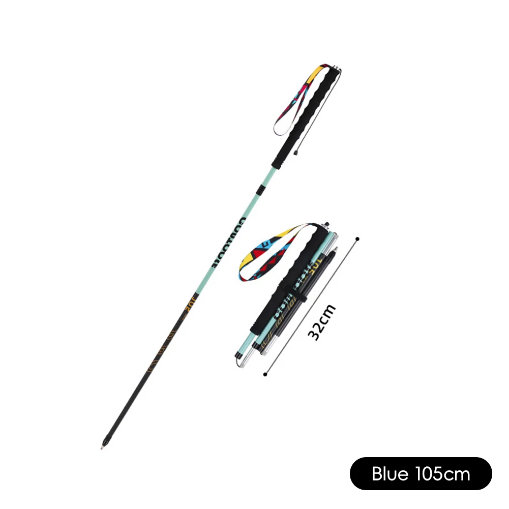 Ultra Light Carbon Fiber Foldable Trekking Pole for Professional Hiking and Trail Running (105-125CM)