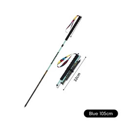 Ultra Light Carbon Fiber Foldable Trekking Pole for Professional Hiking and Trail Running (105 - 125CM) (Blue 105cm)