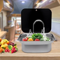 RV Caravan or Boat Stainless Steel Hand Wash Basin Sink with Folded Faucet  van Camper Trailer Accessories Sink with Tap 2