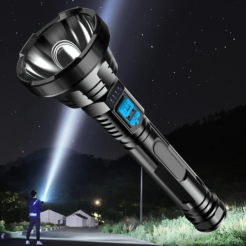 LED Camping Lamp Multifunctional Waterproof Emergency Flashlight Dimmable Service Work Light Power Display for Outdoor Equipment